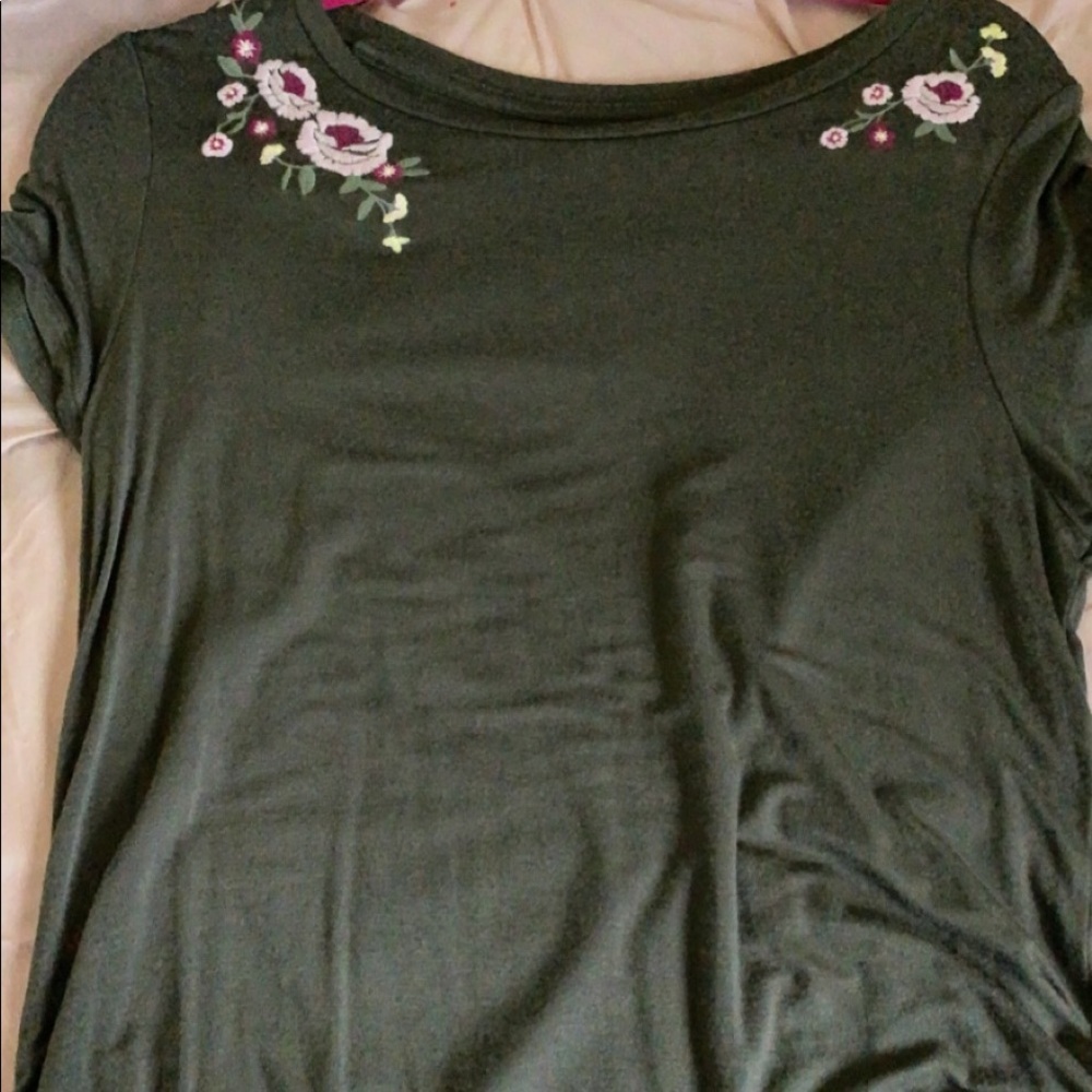green floral shirt